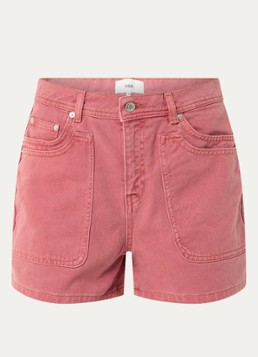 Ba&sh Dames High waist straight fit korte broek van denim in de kleur Zalmroze