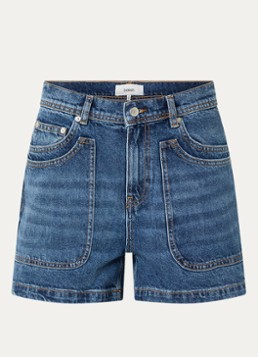 Ba&sh Dames Zevy high waist straight fit korte broek van denim in de kleur Indigo