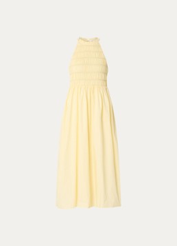 Ba&sh Dames Eris midi jurk met smockwerk in de kleur Geel
