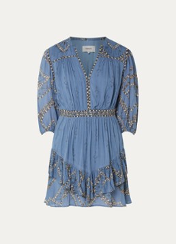 Ba&sh Dames Poly midi jurk met plissé in de kleur Staalblauw