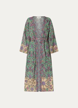 Ba&sh Dames Padrig kimono vest met strikceintuur en print in de kleur Groen