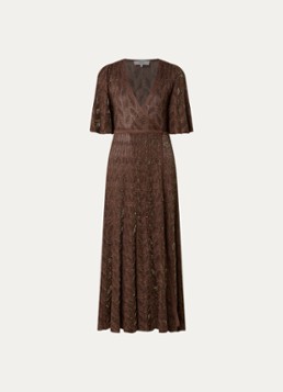 Ba&sh Dames Weena maxi wikkeljurk met lurex in de kleur Donkerbruin