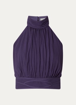 Ba&sh Dames Oia semi-transparante cropped haltertop van crepe met rugdecolleté in de kleur Paars