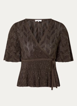 Ba&sh Dames Wendy wikkeltop met lurex in de kleur Donkerbruin