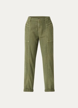 Ba&sh Dames Giany high waist cropped tapered fit broek met opengewerkt dessin in de kleur Groen
