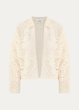 Ba&sh Dames Fany grofgebreid openvallend vest met opengewerkt dessin in de kleur Gebroken wit