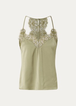 Ba&sh Dames Top met details van kant in de kleur Mosgroen