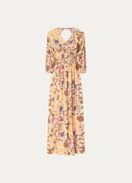 Ba&sh Dames Molina maxi jurk met print in de kleur Okergeel
