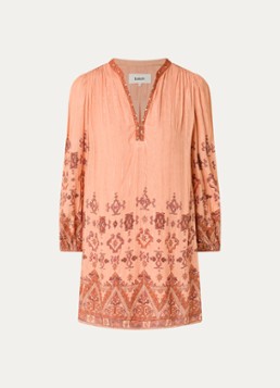 Ba&sh Dames Zola semi-transparante mini tuniekjurk met print in de kleur Oranje