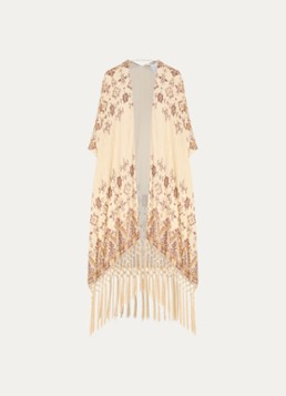 Ba&sh Dames Zelma poncho met grafische print en lurex in de kleur Lichtgeel
