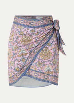 Ba&sh Dames Sorenzo mini rok met strikceintuur en print in de kleur Lila