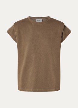 Ba&sh Dames Pio T-shirt met ronde hals in de kleur Zand
