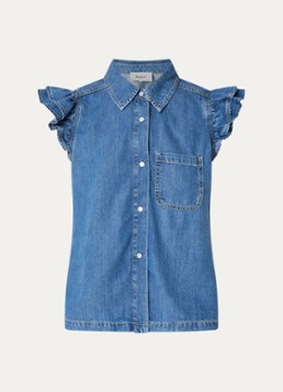 Ba&sh Dames Yoyo blouse van denim in de kleur Blauwgrijs