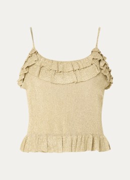 Ba&sh Dames Zaria spaghettitop met lurex en volant in de kleur Goud