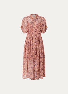 Ba&sh Dames Adena midi blousejurk met print in de kleur Zalmroze