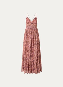 Ba&sh Dames Agnes maxi jurk met bloemenprint in de kleur Oudroze