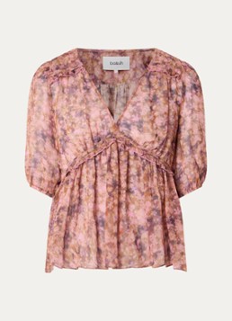 Ba&sh Dames Asya top met print en V-hals in de kleur Oudroze