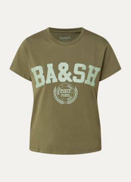 Ba&sh Dames Ioni T-shirt met logo in de kleur Khaki