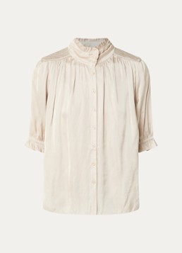 Ba&sh Dames Camila blouse van satijn met ballonmouw in de kleur Beige
