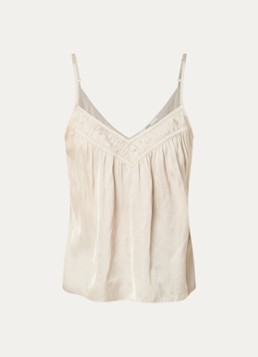 Ba&sh Dames Clovis top met spaghetti bandjes en glanzende finish in de kleur Beige