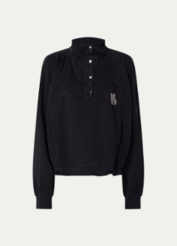Ba&sh Dames Jossy trui met halve rits en logo in de kleur Zwart