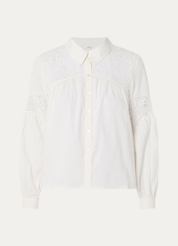 Ba&sh Dames Roseanne blouse met broderie in de kleur Gebroken wit