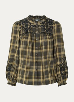 Ba&sh Dames Kaela blouse met ruitdessin in de kleur Bronsgroen