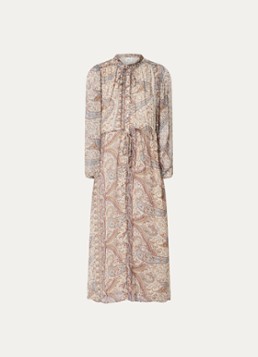 Ba&sh Dames Ciahara midi blousejurk met print in de kleur Gebroken wit