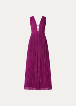 Ba&sh Dames Tania maxi jurk met plissé en V-hals in de kleur Fuchsia