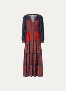 Ba&sh Dames Olly maxi jurk met print in de kleur Oranjerood