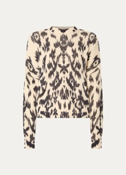 Ba&sh Dames Pauze grofgebreide pullover in wolblend met panterprint in de kleur Beige