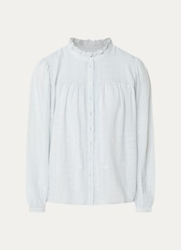 Ba&sh Dames Melody blouse met volant en pofmouw in de kleur Lichtblauw