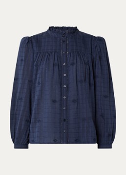 Ba&sh Dames Melody blouse met volant en pofmouw in de kleur Donkerblauw