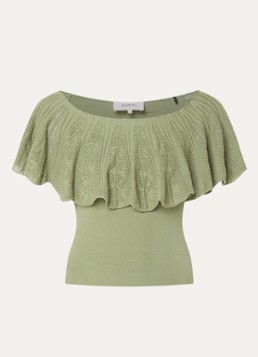Ba&sh Dames Salda fijngebreide top met volant in de kleur Lichtgroen