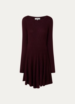 Ba&sh Dames Paola mini jurk met opengewerkt dessin in de kleur Aubergine