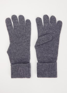 Ba&sh Dames Cimon fijngebreide handschoenen van kasjmier met logoborduring in de kleur Donkergrijs