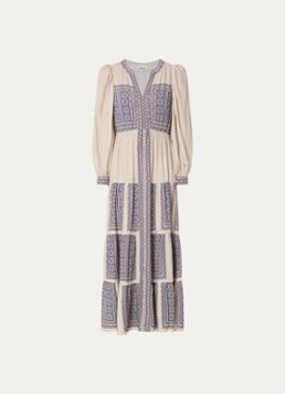 Ba&sh Dames Olly maxi jurk met print in de kleur Gebroken wit