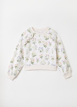 Molo Meisjes Mabel sweater met bloemenprint in de kleur Creme, maat: 5-6Y=116