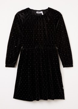 Molo Meisjes Carolyn jurk van fluweel met strass in de kleur Zwart, maat: 11-12Y=152