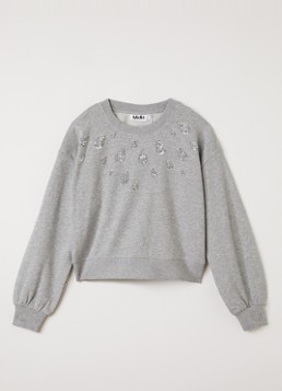Molo Meisjes Miki sweater met pailletten in de kleur Grijsmele, maat: 11-12Y=152