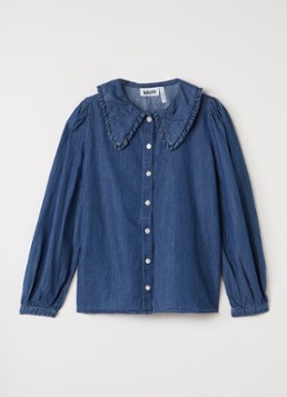 Molo Meisjes Robbin blouse van chambray in de kleur Indigo, maat: 5-6Y=116