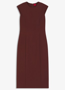 HUGO Dames Midi-jurk met kapmouwen in de kleur Brown Overflow-904 / Bruin