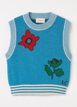 BOBO CHOSES Meisjes Blossom grofgebreide spencer in wolblend in de kleur Blauw, maat: 10Y-11Y=140