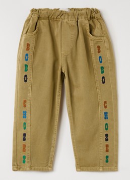 BOBO CHOSES Meisjes Loose fit broek met logoborduring in de kleur Khaki, maat: 8Y-9Y=128