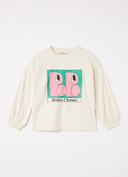 BOBO CHOSES Meisjes Booo longsleeve met logoprint in de kleur Lichtroze, maat: 8Y-9Y=128