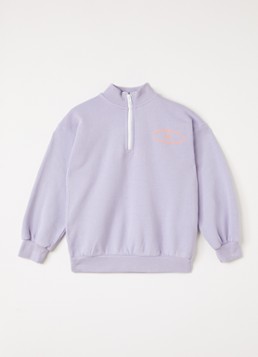BOBO CHOSES Meisjes Mystery sweater met logoprint en halve rits in de kleur Lavendel, maat: 4Y-5Y=104