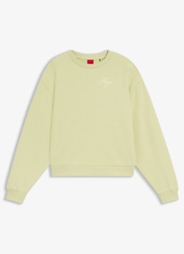 HUGO Dames Sweater met logoborduring in de kleur Beige