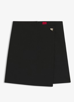 HUGO Dames Raluni minirok met overslag in de kleur Zwart