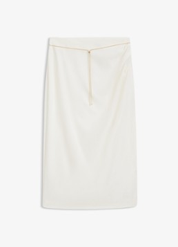 HUGO Dames Midi rok met ketting detail in de kleur Wit