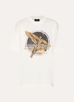 Represent Heren Golden Tour T-shirt met front- en backprint in de kleur Beige, maat: S
